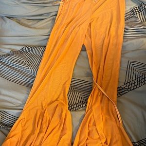 orange flare out cover up bottoms FASHIONNOVA